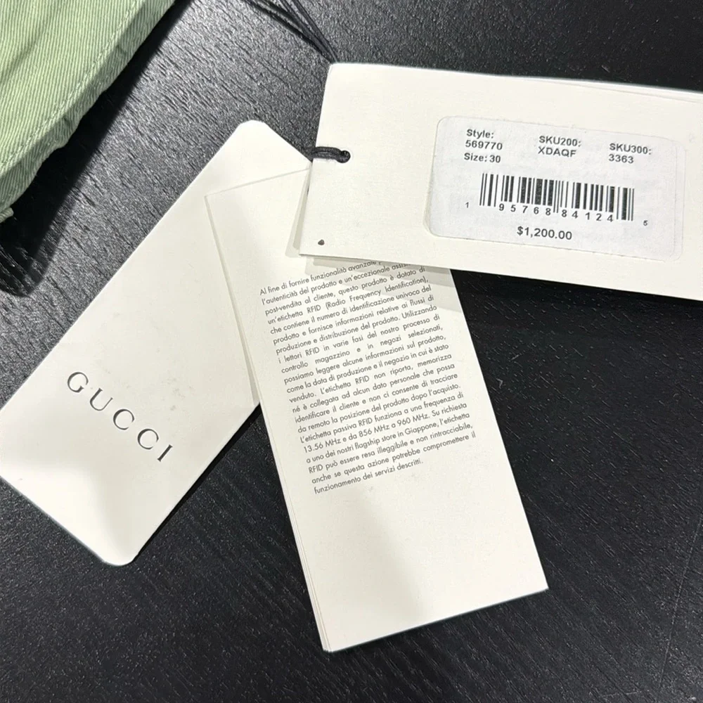 Gucci Green Cotton Embroidered Logo Pants Gucci Band - 30
